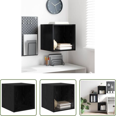 vidaXL Armadio in legno -  Armadietto a muro Rovere Nero 37 x 37 x 37 cm Legno multistrato