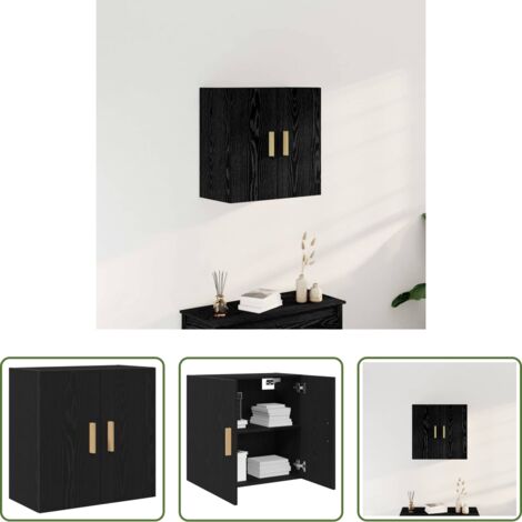 vidaXL Armadio in legno -  Armadietto a muro Rovere Nero 60 x 30 x 60 cm Legno multistrato