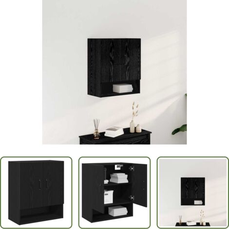 vidaXL Armadio in legno -  Armadietto a muro Rovere Nero 60 x 30 x 70 cm Legno multistrato