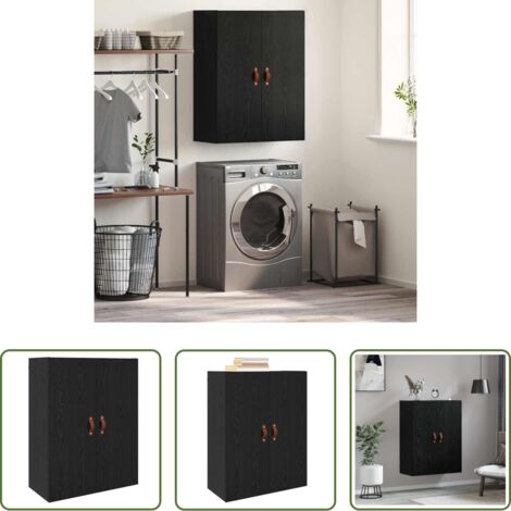 vidaXL Armadio in legno -  Armadietto a muro Rovere Nero 69,5 x 34 x 90 cm
