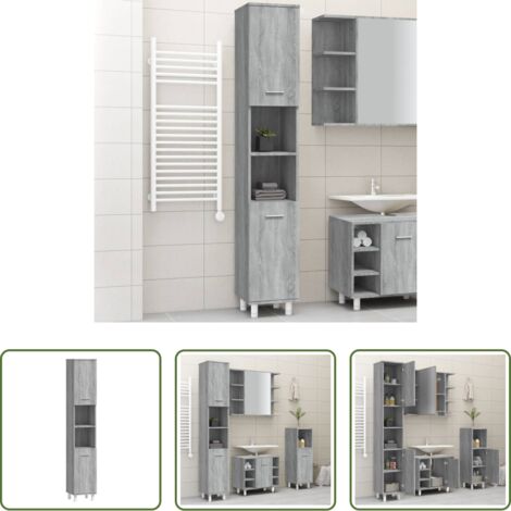 vidaXL Armadio in legno -  Armadietto Bagno Grigio Sonoma 30x30x179cm in Legno Multistrato