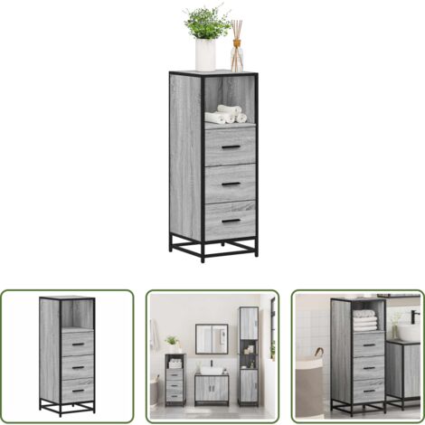 vidaXL Armadio in legno -  Armadietto Bagno Grigio Sonoma 35x37,5x100 cm Legno Multistrato