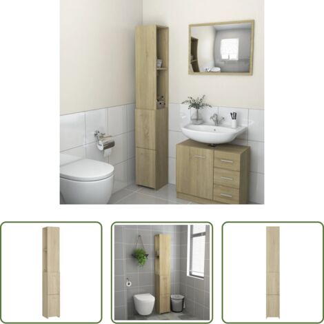 vidaXL Armadio in legno -  Armadietto Bagno Rovere Sonoma 25x26,5x170 cm Legno Multistrato