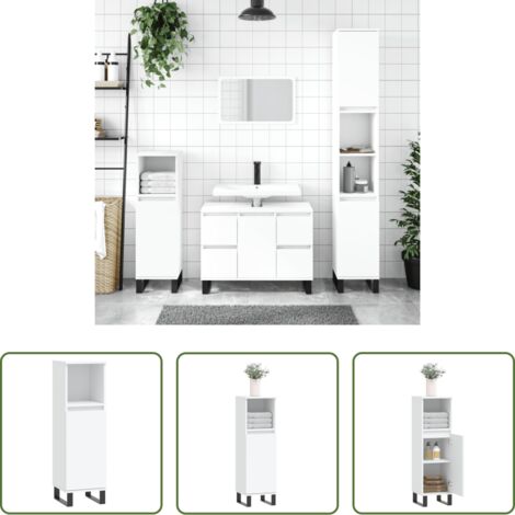 vidaXL Armadio in legno -  Armadietto da Bagno Bianco 30x30x100 cm in Legno Multistrato