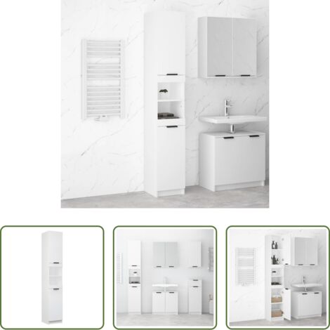 vidaXL Armadio in legno -  Armadietto da Bagno Bianco 32x34x188,5 cm in Legno Multistrato