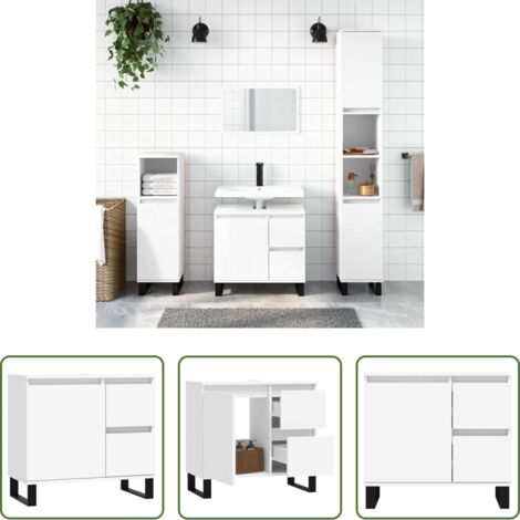 vidaXL Armadio in legno -  Armadietto da Bagno Bianco 65x33x60 cm in Legno Multistrato