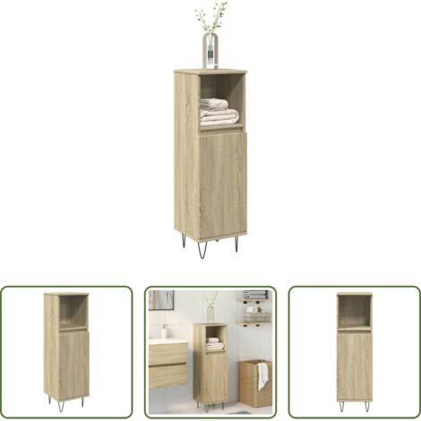 vidaXL Armadio in legno -  Armadietto da Bagno Rovere Sonoma 30x30x100cm Legno Multistrato
