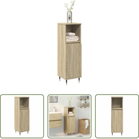 vidaXL Armadio in legno -  Armadietto da Bagno Rovere Sonoma 30x30x100cm Legno Multistrato