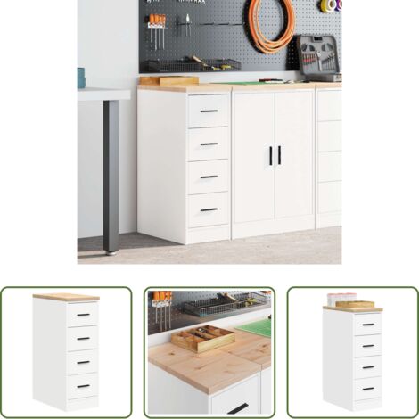 vidaXL Armadio in legno -  Armadietto da Garage Bianco 30x51x85 cm Legno Massello di Pino