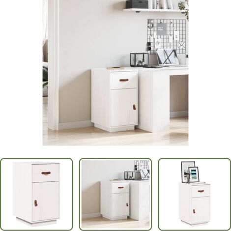 vidaXL Armadio in legno -  Armadietto da Scrivania Bianco 40x50x75 cm Legno Massello Pino