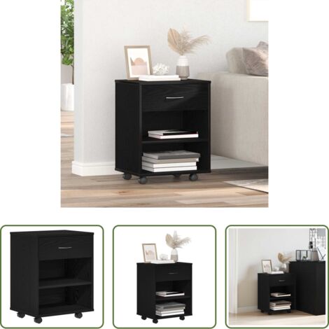 vidaXL Armadio in legno -  Armadio con ruota Rovere Nero 46 x 36 x 59 cm Legno multistrato