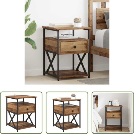 vidaXL Armadio in legno -  Armadio da Notte con cassetto Legno vecchio 40 x 42 x 55 cm