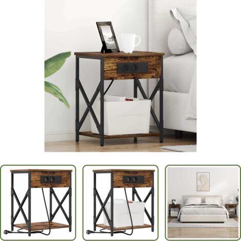 vidaXL Armadio in legno -  Armadio da Notte Rovere fumé 41 x 31 x 51 cm Legno multistrato