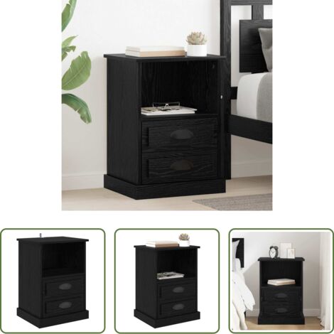 vidaXL Armadio in legno -  Armadio da Notte Rovere Nero 36 x 43 x 60 cm Legno multistrato