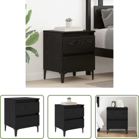 vidaXL Armadio in legno -  Armadio da Notte Rovere nero 40 x 35 x 50 cm Legno multistrato