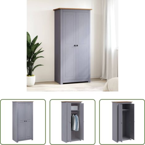vidaXL Armadio in legno -  Armadio Grigio 80x50x171,5 cm Legno Massello Pino Panama Range