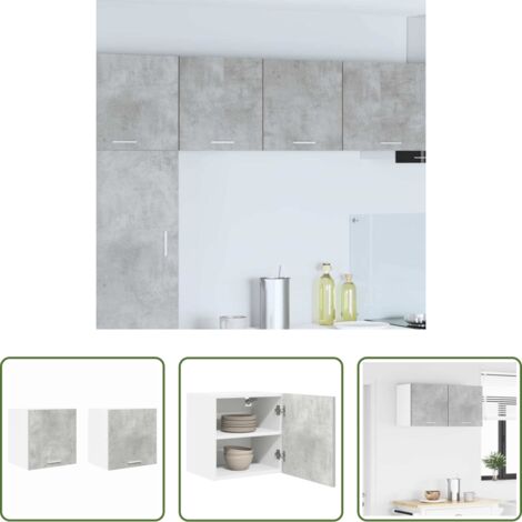 vidaXL Armadio in legno -  Armadio pensile 2 pcs Grigio Cemento e Bianco 40 x 31 x 40 cm