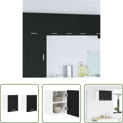 vidaXL Armadio in legno -  Armadio pensile 2 pcs Rovere Nero e Bianco 30 x 31 x 40 cm