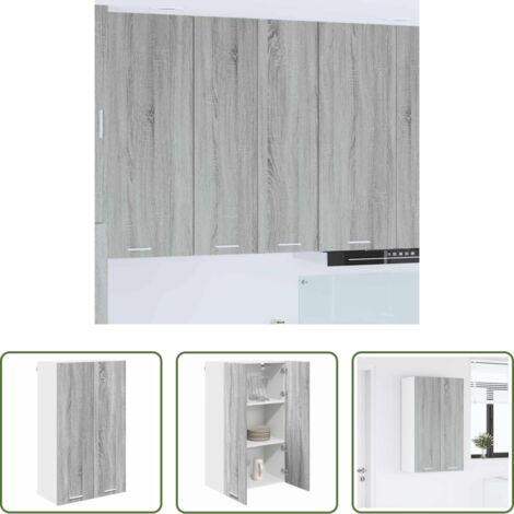 vidaXL Armadio in legno -  Armadio pensile con porta Grigio Sonoma 60 x 31 x 100 cm