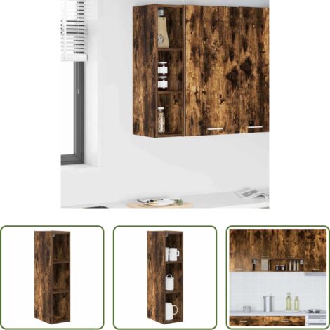 vidaXL Armadio in legno -  Armadio pensile Rovere fumé 20 x 29,5 x 80 cm Legno multistrato