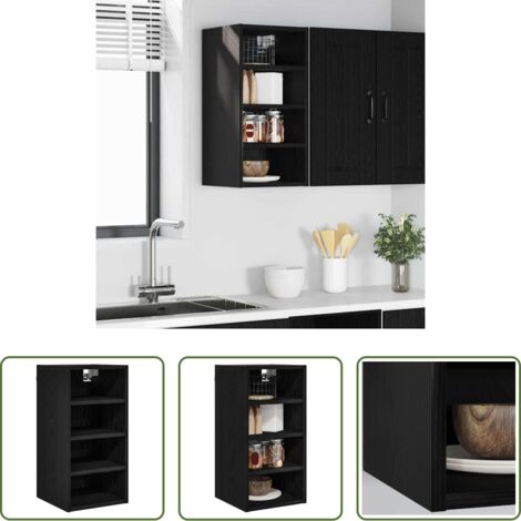vidaXL Armadio in legno -  Armadio pensile Rovere nero 30 x 29,5 x 60 cm Legno multistrato