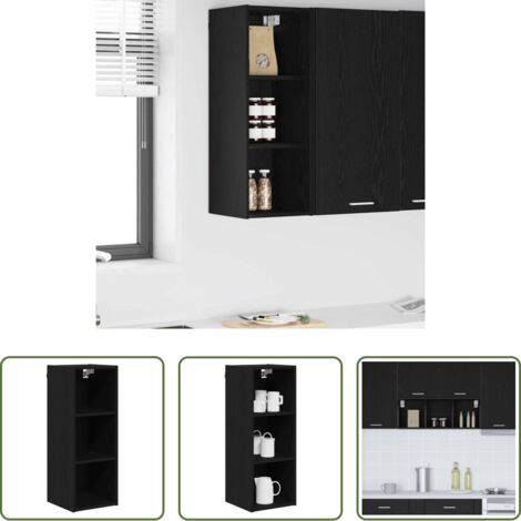 vidaXL Armadio in legno -  Armadio pensile Rovere Nero 30 x 29,5 x 80 cm Legno multistrato