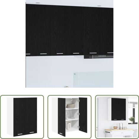 vidaXL Armadio in legno -  Armadio pensile Rovere Nero 60 x 31 x 80 cm Legno multistrato