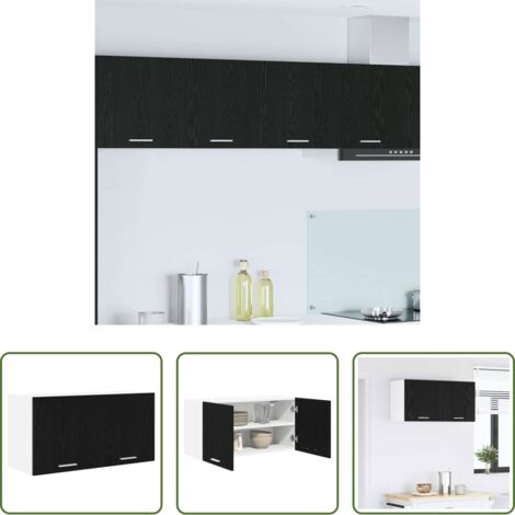 vidaXL Armadio in legno -  Armadio pensile Rovere Nero 80 x 31 x 40 cm Legno multistrato