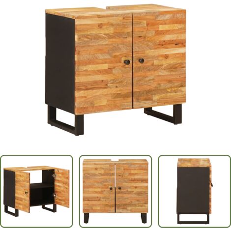 vidaXL Armadio in legno -  Armadio per Lavabo da Bagno con porta Naturale 62 x 33 x 58 cm