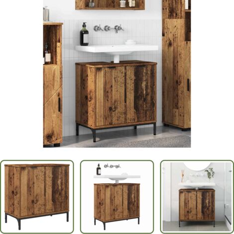 vidaXL Armadio in legno -  Armadio per Lavabo da Bagno Legno vecchio 60,5 x 33,5 x 61 cm