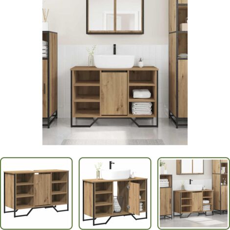 vidaXL Armadio in legno -  Armadio per Lavabo da Bagno Rovere artigianale 91 x 35 x 60 cm
