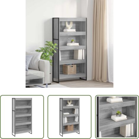 vidaXL Armadio in legno -  Armadio per Libri 2 pcs Grigio Sonoma 80 x 30 x 155 cm