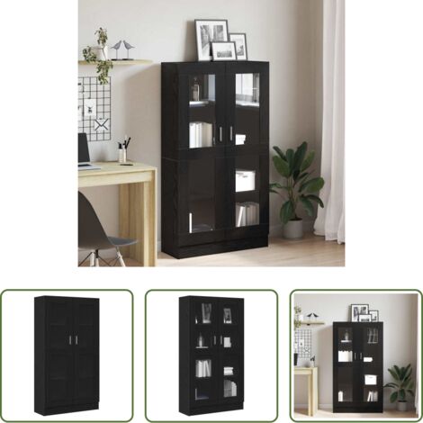 vidaXL Armadio in legno -  Armadio per Libri Rovere Nero 82,5 x 30,5 x 150 cm