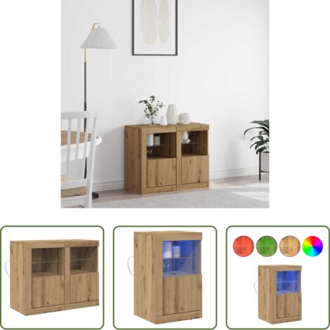 vidaXL Armadio in legno artigianale -  Madia LED 2 pcs Rovere artigianale 41 x 37 x 67 cm