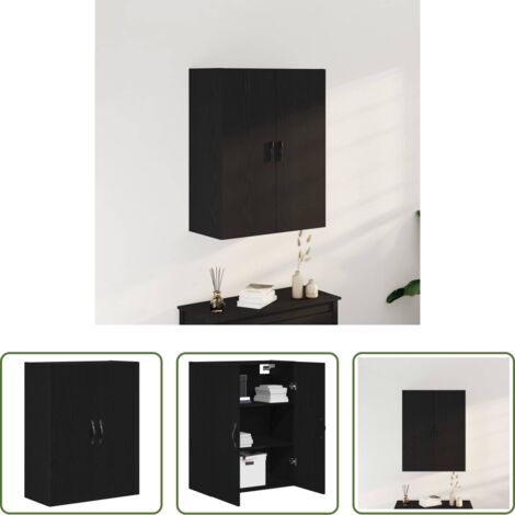 vidaXL Armadio in legno -  Mobile a muro Rovere Nero 69,5 x 34 x 180 cm Legno multistrato
