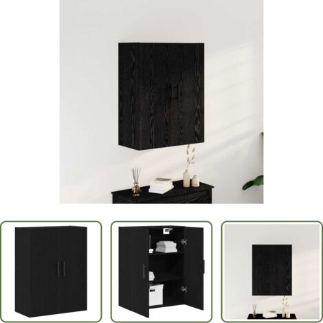 vidaXL Armadio in legno -  Mobile a muro Rovere Nero 69,5 x 34 x 90 cm Legno multistrato