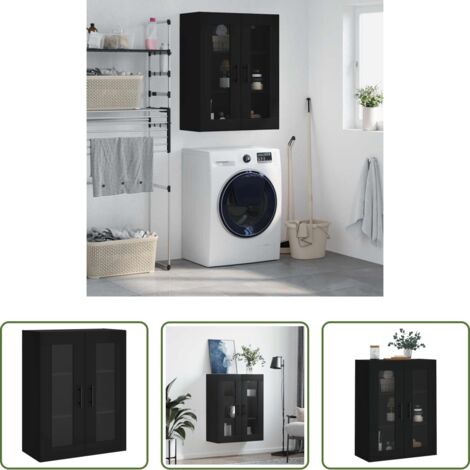 vidaXL Armadio in legno -  Mobile a Parete Nero 69,5x34x90 cm