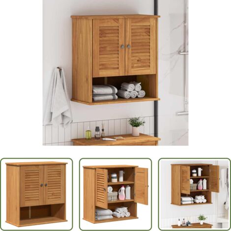 vidaXL Armadio in legno -  Mobile da Bagno con lo scaffale VIGO Marrone e Marrone Miele