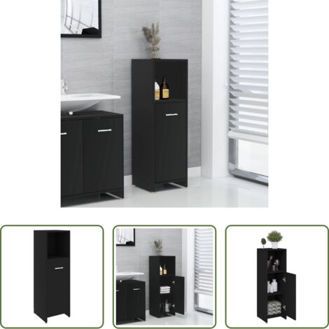 vidaXL Armadio in legno -  Mobile da Bagno Nero 30x30x95 cm in Legno Multistrato