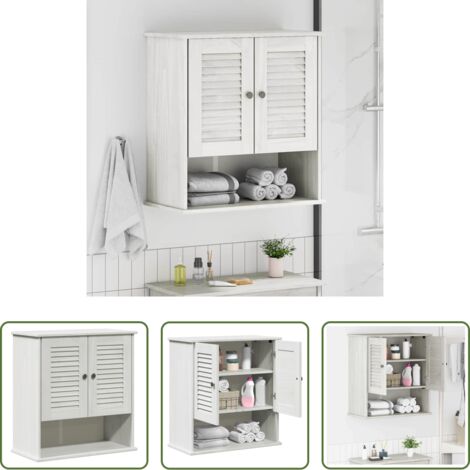 vidaXL Armadio in legno -  Mobile da Bagno VIGO Bianco e Bianco Antico 67,5 x 34 x 71,5 cm
