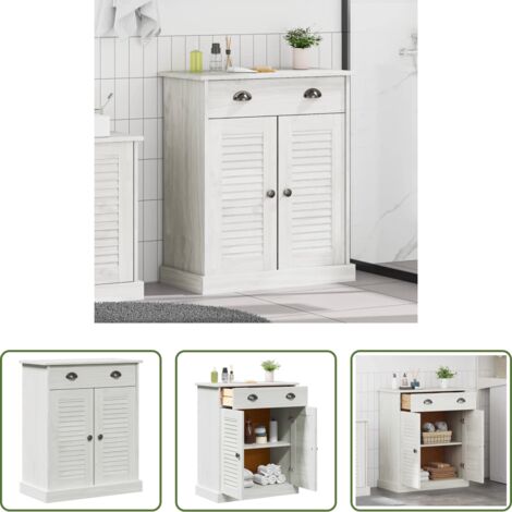 vidaXL Armadio in legno -  Mobile da Bagno VIGO Bianco e Bianco Antico 68 x 34 x 80 cm