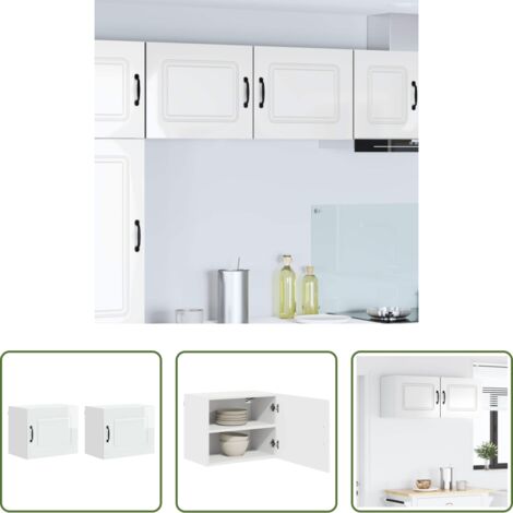 vidaXL Armadio in legno -  Mobile da cucina Kalmar 2 pcs Bianco Lucido 50 x 31 x 40 cm
