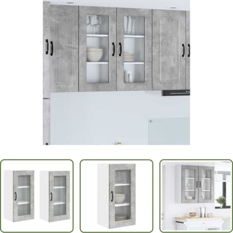 vidaXL Armadio in legno -  Mobile da cucina Kalmar 2 pcs Grigio cemento 40 x 31 x 80 cm