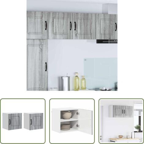 vidaXL Armadio in legno -  Mobile da cucina Kalmar 2 pcs Grigio Sonoma 40 x 31 x 40 cm