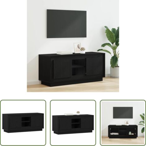vidaXL Armadio in legno -  Mobile TV Rovere Nero 102 x 35 x 45 cm Legno multistrato