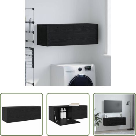 vidaXL Armadio in legno -  Mobiletto a muro Rovere Nero 100 x 36,5 x 35 cm