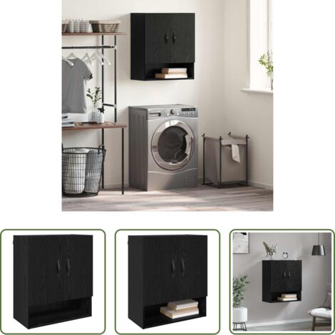 vidaXL Armadio in legno -  Mobiletto a muro Rovere Nero 60 x 31 x 70 cm Legno multistrato