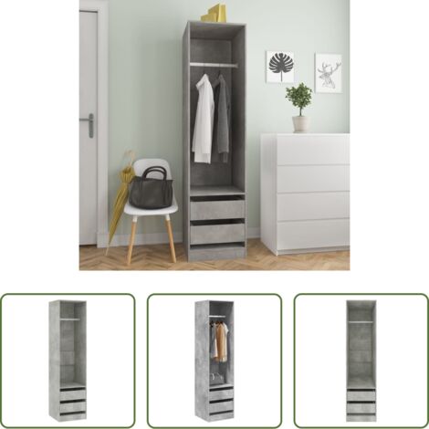 vidaXL Armadio in legno multistrato -  Armadio Cassetti Grigio Cemento 50x50x200 cm Legno Multistrato