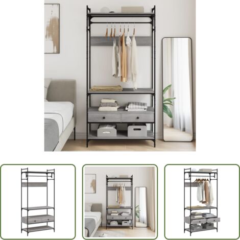 vidaXL Armadio in legno multistrato -  Armadio Cassetti Grigio Sonoma 89x39x184,5 cm Legno Multistrato