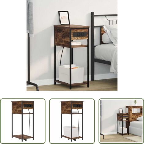 vidaXL Armadio in legno multistrato - Armadio da Notte Rovere fumé 41 x 28 x 76 cm Legno multistrato